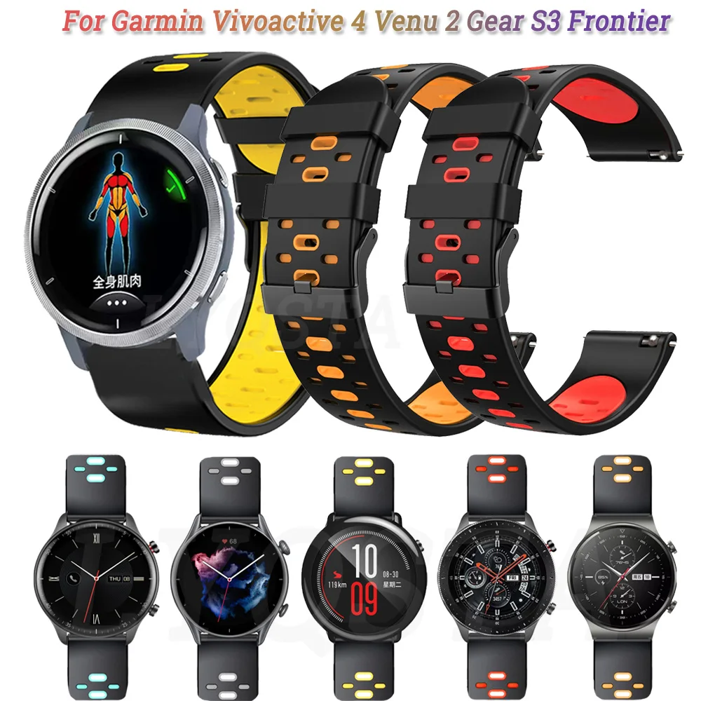 

Ремешок силиконовый для часов Garmin Vivoactive 4, браслет для Samsung Galaxy Watch 3 45 мм/Gear S3 Frontier, 22 мм, аксессуары