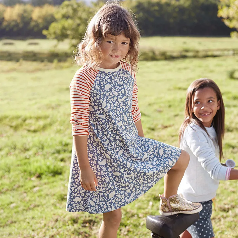 Платья для девочек с воротником Маленький maven хлопковые праздничные модные