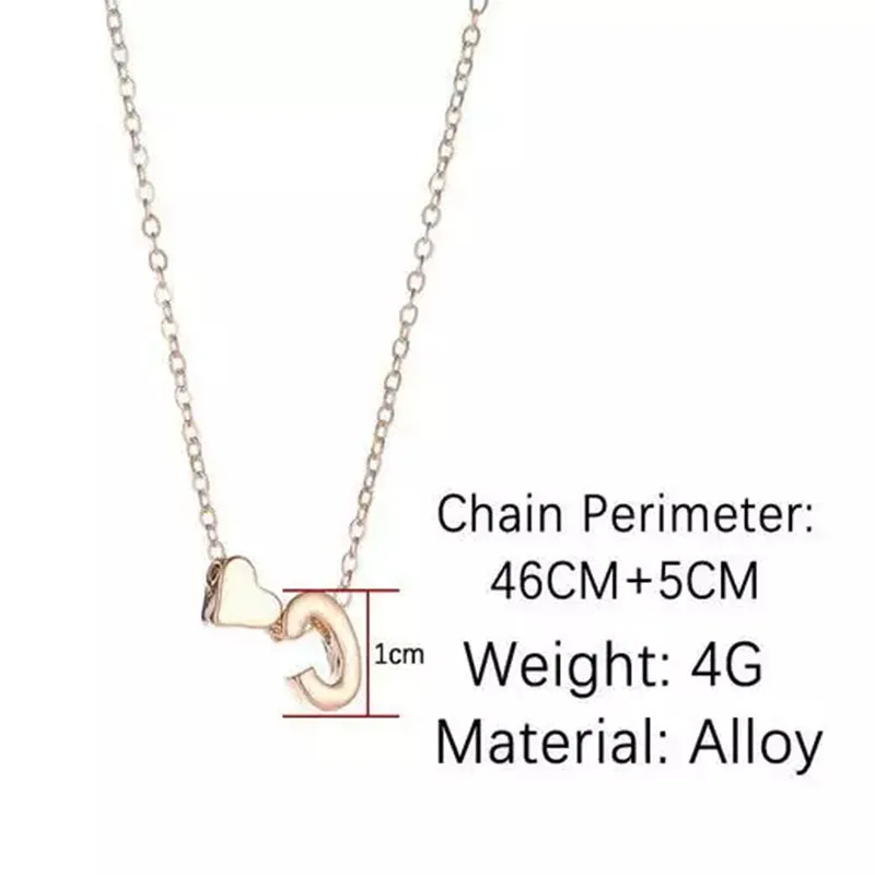 

FXM Fashion Tiny Heart Dainty Initial Necklace Lady Pendant Jewelry Gift Sacred Heart Pendant Charms Golden Letter Name Necklace