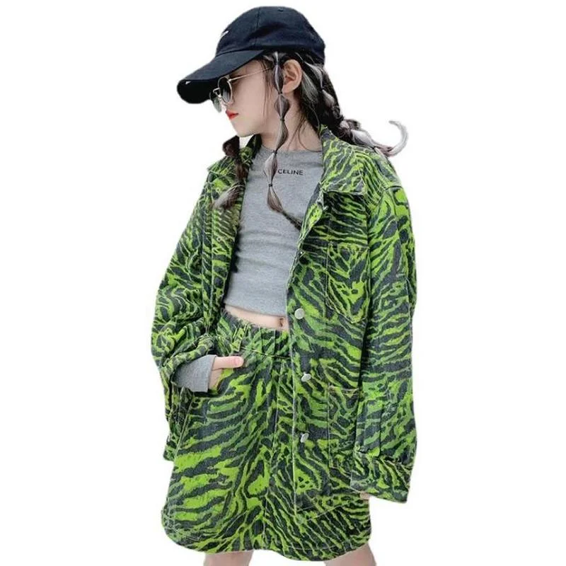 

Новый Модный комплект официальной одежды для девочек, костюм из куртки и юбки, высококачественный костюм для подростков из 2 предметов, Блей...