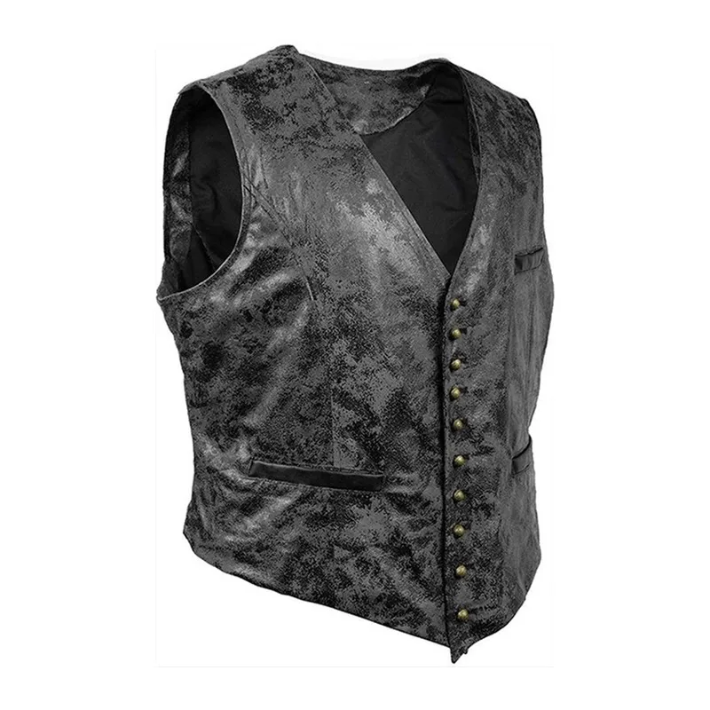 

Autumn Winter Men's Waistcoat V-neck Leather Single-breasted Vest Youth Fashion Trend Personality Casual Vest Jacket