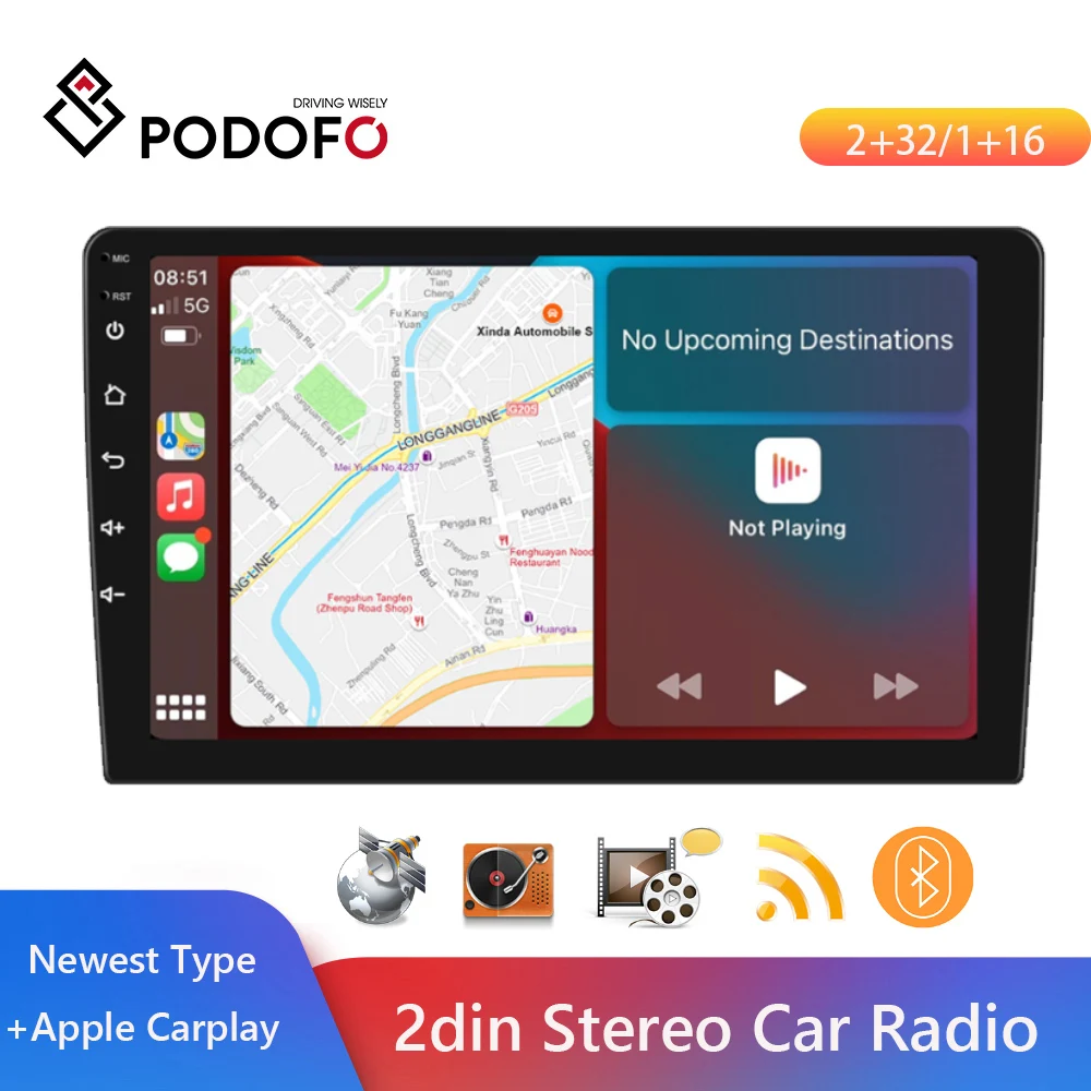 

Podofo Car radio 2 din android Apple CARPLAY ANDROID Bluetooth ADAPT Stereo multimedia Player Car Audio receiver For Toyota VW