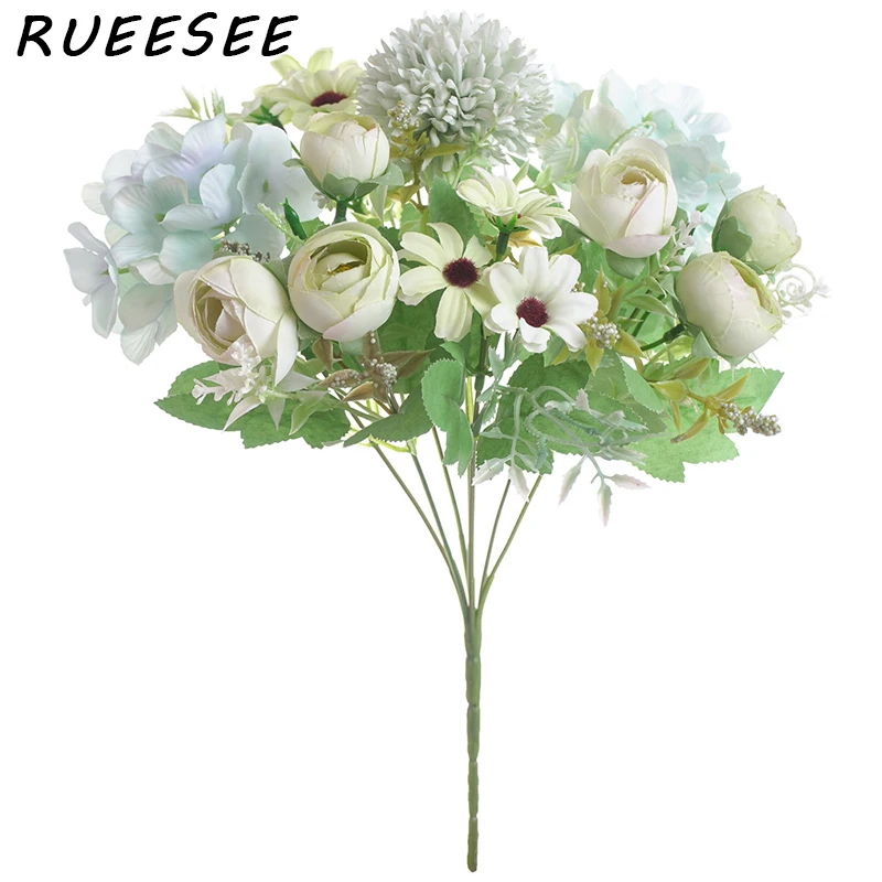 

Artificial flowers European style 7 prongs holding colorful tea bud roses indoor home wedding wedding hotel stage camera layout