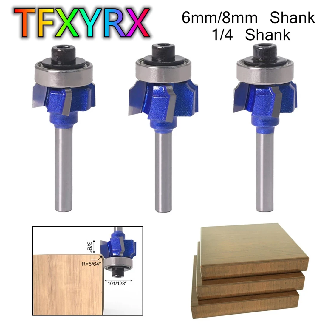 1 шт. 6 мм 8 1/4 дюйма хвостовик 4 фрезы Фреза фреза R1 R2 R3 Обрезка ножа кромки для