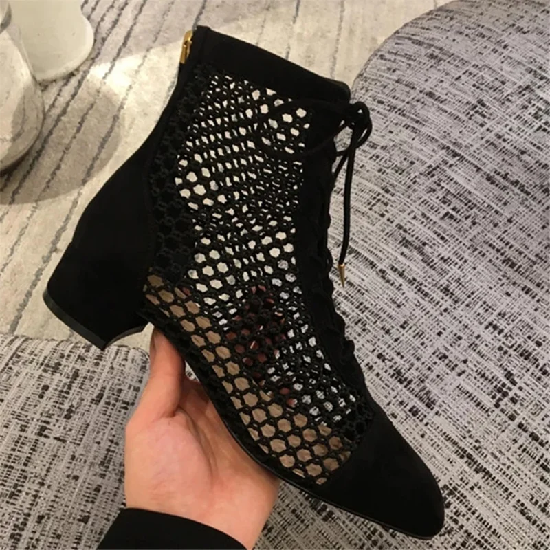 Женские летние сандалии гладиаторы с вырезами люксовый бренд сетка средний