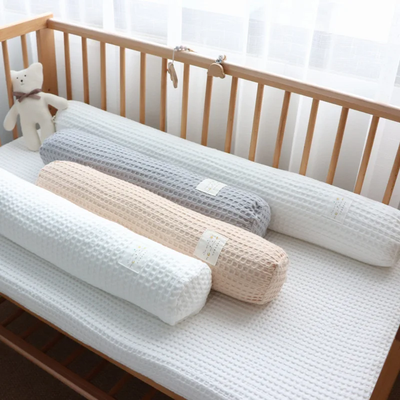 

Baby Crib Bed Cylinder Bumper Pillow for Babies Newborn Cotton Waffle Infant Cot Bumpers Fence Kids Sleeping Pillows Cushion