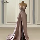 Lowime арабское розовое вечернее платье с бисером и кристаллами, официальная вечерняя одежда 2021, элегантные длинные платья Дубая для выпускного вечера, вечерние платья, халаты
