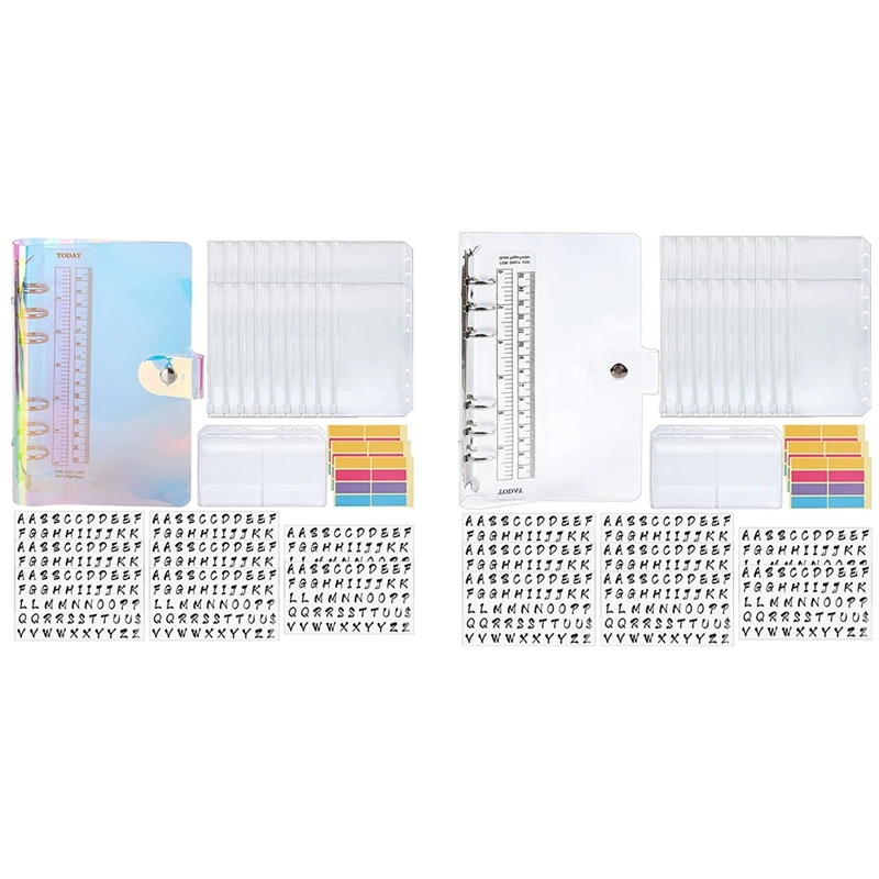 

33Pcs Budget Organizer Binder Cash PVC Money Storage System, Alphabet Stickers,PVC Bags,A6 Storage Bags,for Daily