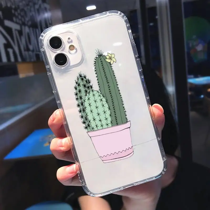 

Cactus cartoon cute Phone Case Transparent for iPhone 11 12 mini pro 8 7 6 6S XS MAX Plus X 5S SE 2020 XR