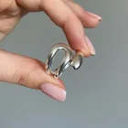 Модные минималистичные серебряные кольца для женщин, креативные Асимметричные геометрические кольца с отверстием, ювелирные изделия для дня рождения, подарки