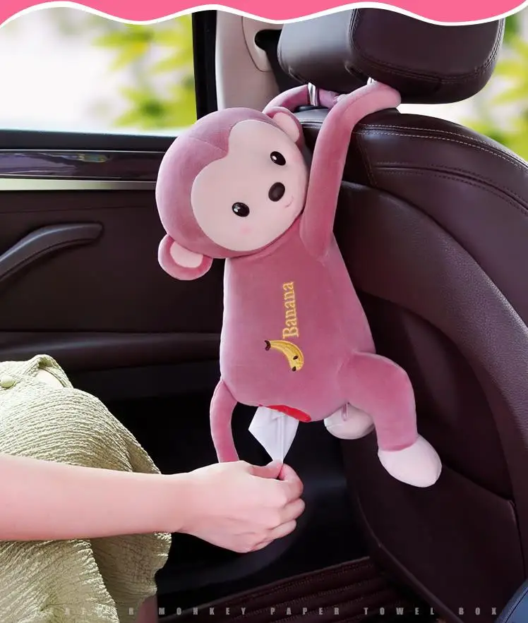 

New Universal Car Armrest Box Tissue Box Creative Cartoon Cute Monkey Tissue Box Car Interior Products Car Accessories