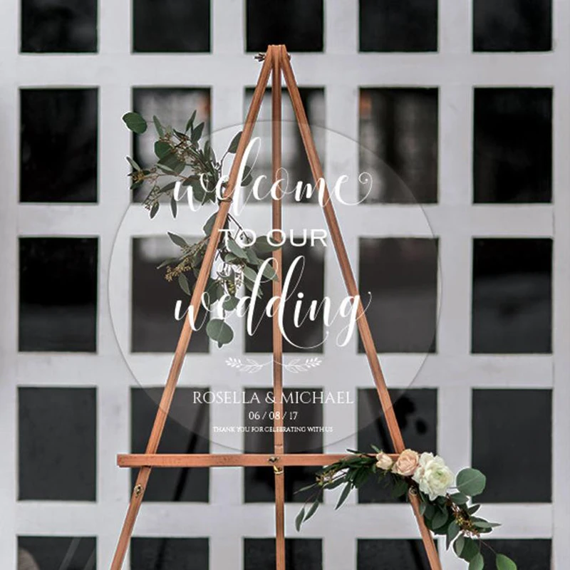 Круглый акриловый приветственный Свадебный знак индивидуальный прозрачная