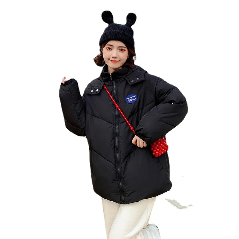 

Женская зимняя ветрозащитная куртка с капюшоном и большим карманом средней длины, куртка-пуховик с хлопковой подкладкой, верхняя одежда, па...