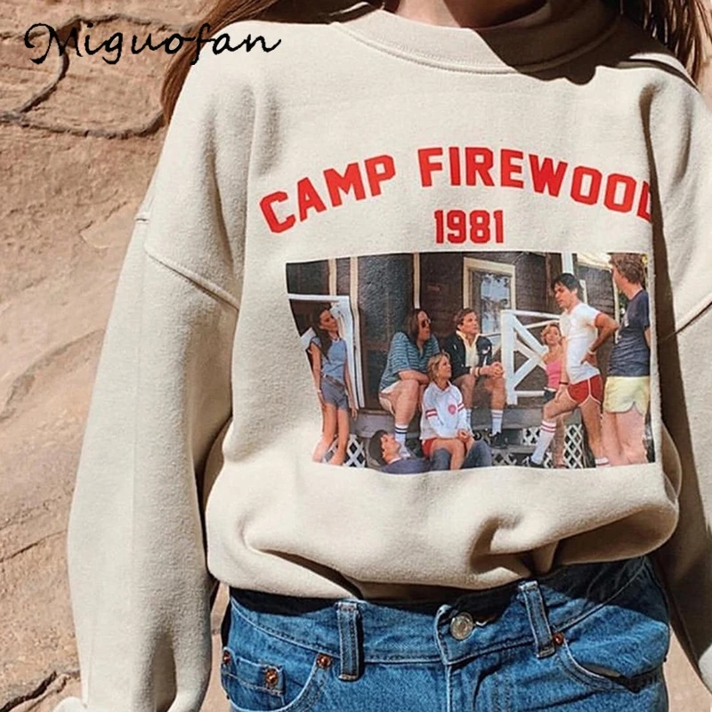 Miguofan женские толстовки с буквенным принтом свитшоты на осень и весну длинным