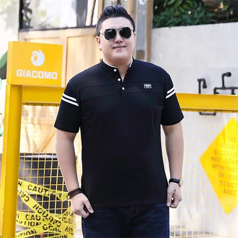 Мужская хлопковая футболка с воротником мандарина 10XL 8XL 6XL новая брендовая одежда