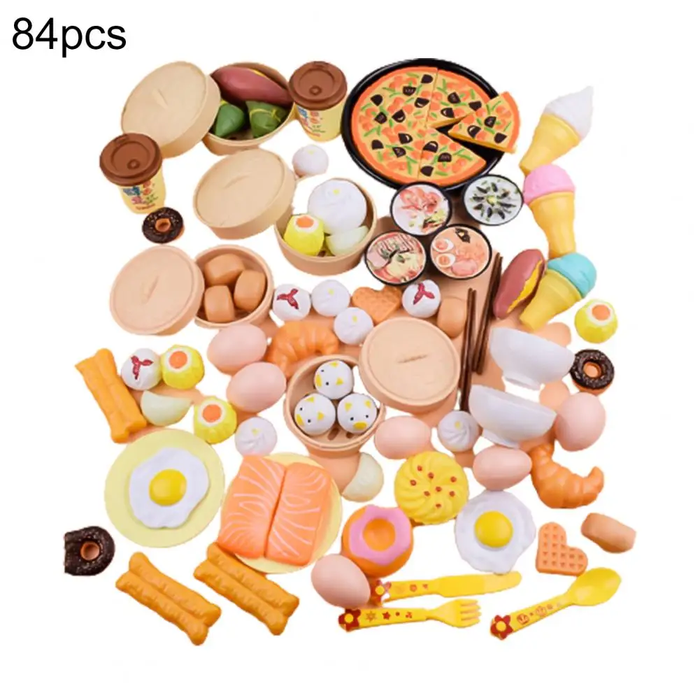 

84Pcs Cooking Toy Cookware Hand-eye Coordination Kids Pretend Play Kitchen Toy for Early Education Simulation Cake Pizza Pastry