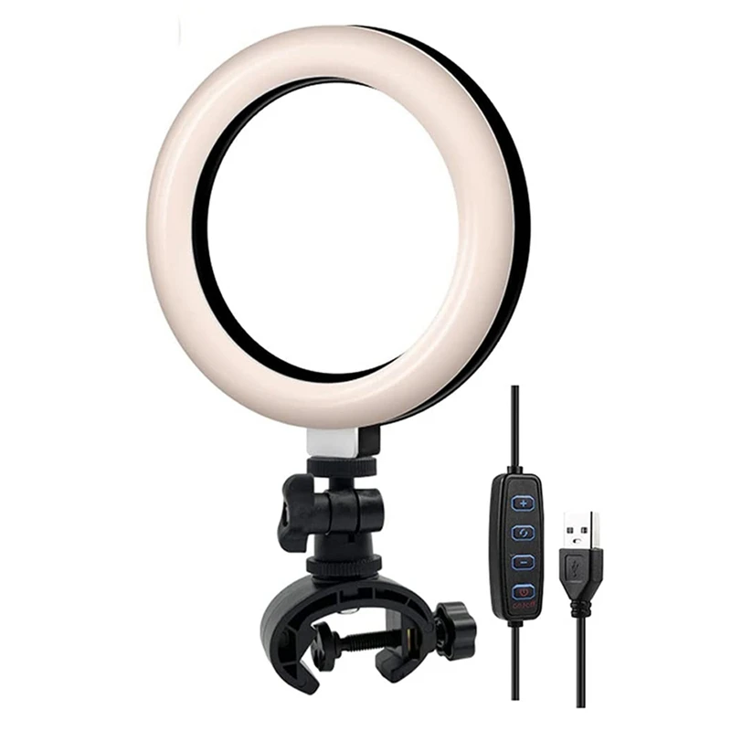 

6 inch Table Selfie Ring Light with Clip, Desktop LED Lamp with Dimmable 3 Modes 10 Brightness Level for Computer/Laptop
