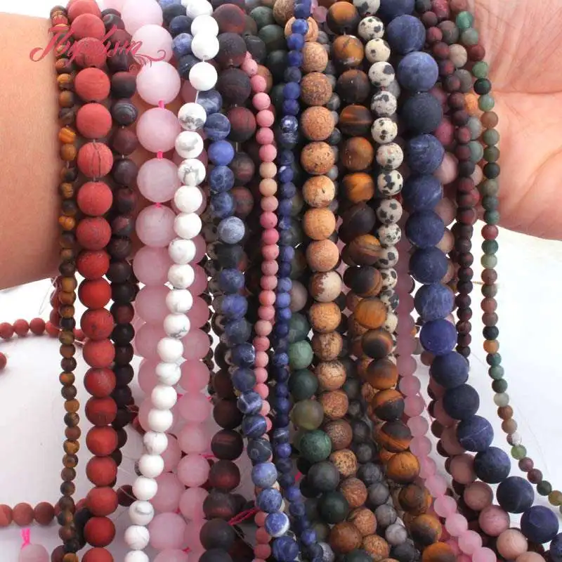 Зимний Матовый круглый бисер Кварцевые Агаты Jaspers натуральный камень бусины для