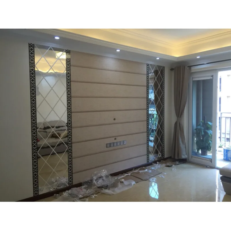 

3D Mirror Wall Stickers Decoration Living Room TV Background Wall Sticker Self Adhesive Acrylic DIY Panel Home Decor Decal Mural