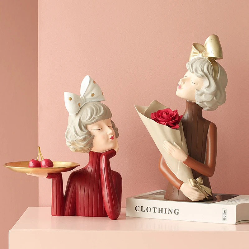 

Living Room Decoration Bowknot Girl Desktop Decoration Accessories Goddess Statue Home Decoration Accessories Modern Girl Gift