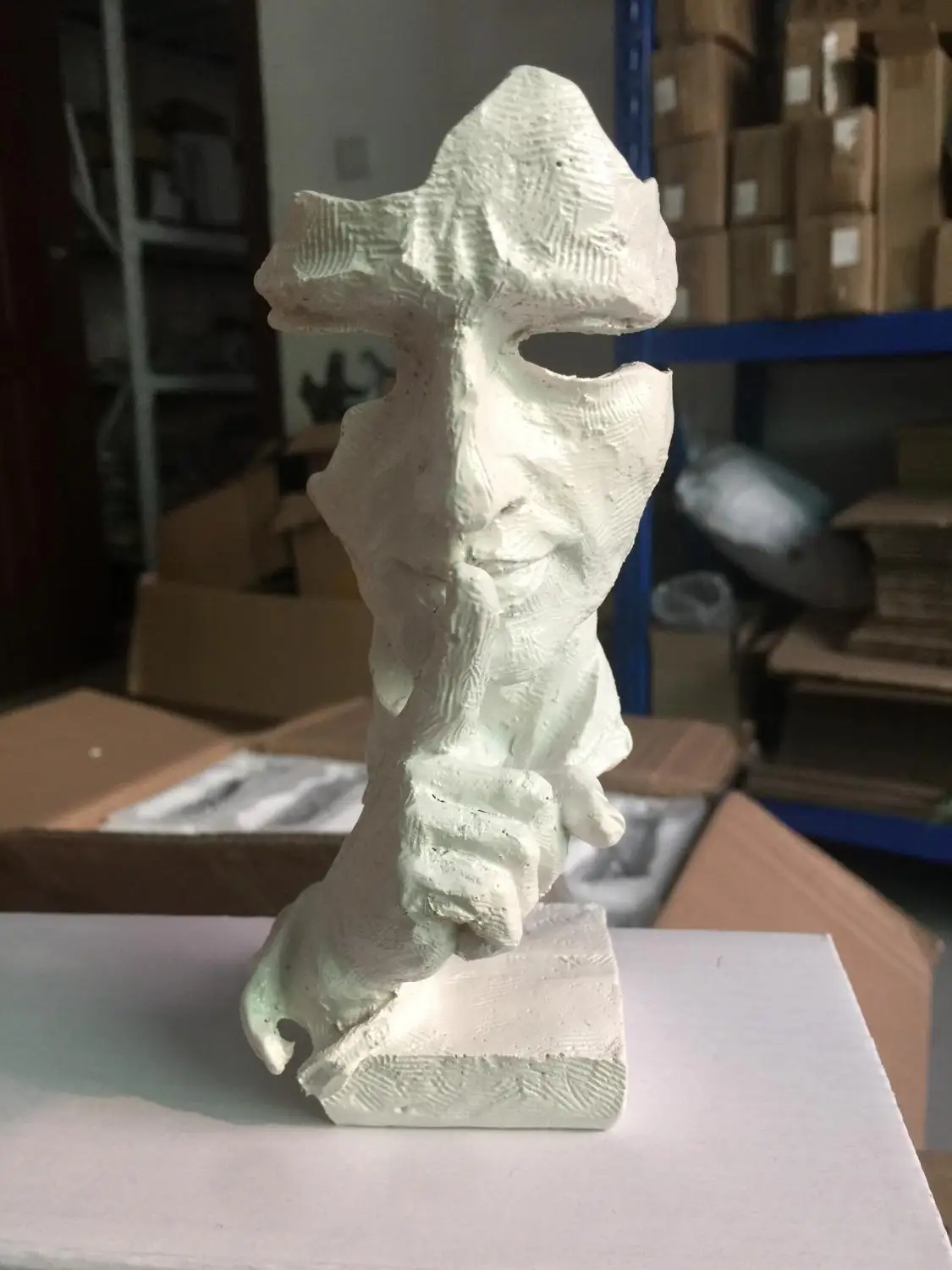17cm small white Абстрактная скульптура, статуэтка, украшения, тишина, золото, украшение для офиса, дома, аксессуары, современное искусство, украшение из смолы, ремесло - Цвет: 17cm small white