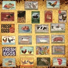 Luckyaboy фотообои с изображением свежих яиц, молочного молока, металлический знак для фермы, домашний фотопостер, Оловянная пластина, счастливая курица в стиле ретро AL006