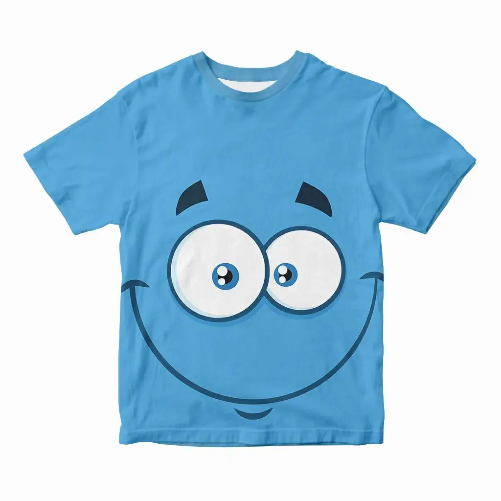

New Summer Funny Smiling Face 3D Printed T-Shirt For Children And Men Round Neck Top