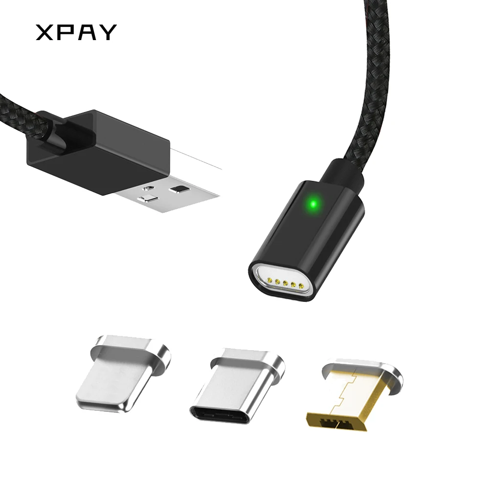 Магнитный usb кабель для зарядки iPhone 11 XR XS Micro USB type C нейлоновое магнитное зарядное