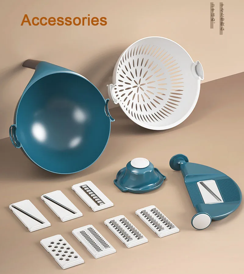 Резка овощей картофеля слайсер 9 в 1 для чипсов терка сыра и чеснока со сливной