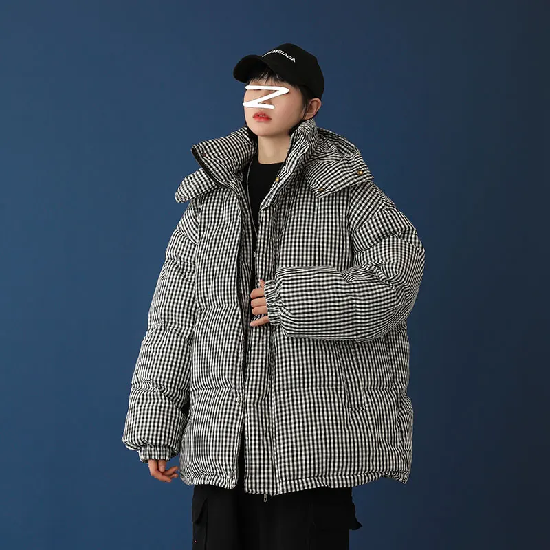 

Зимняя клетчатая пуховая куртка для женщин 2020 модная трендовая уличная одежда унисекс с подкладкой женская теплая одежда женское пушистое ...