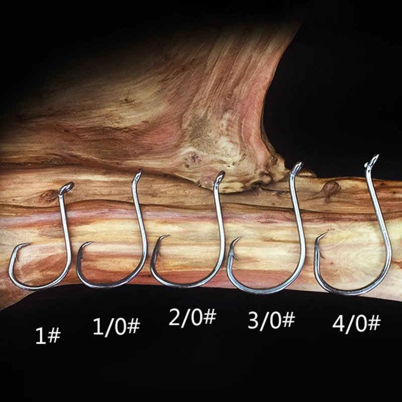 

100pcs/Set 0.5g-0.9g Strong Offset Circle Fishing Hooks Sharp High Carbon Steel 1#-4/0# Optional Size Hook