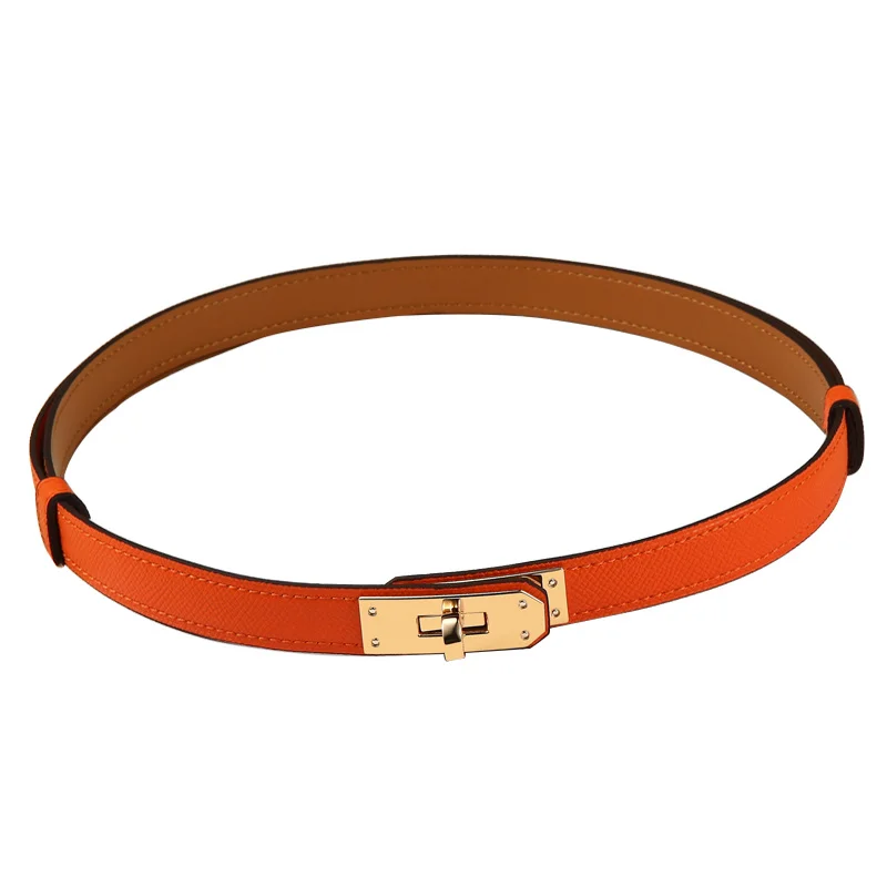 new designer women real leather 1.8cm width belts golden silver lock buckle dress jeans sweater waistband lady belt A0