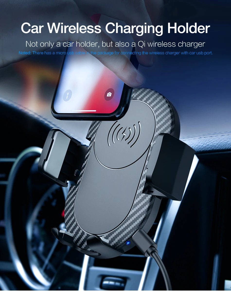 2 IN 1 QI Wireless Charger Car phone holder For iphone 11/11 Pro Max XS XR Xiaomi 10W Fast Charging Holder |