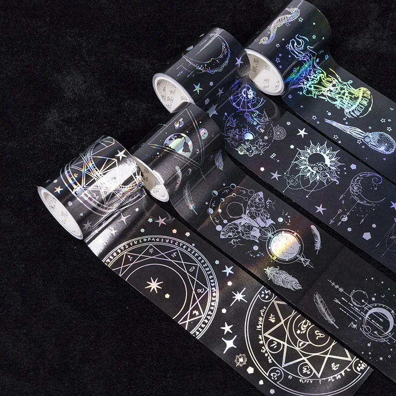 1 Roll Vintage Laser Washi Tape Masking Retro Planet Ocean Pattern Dairy Journal Decoration | Канцтовары для офиса и дома