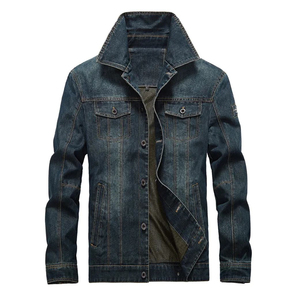 Мужская Повседневная джинсовая куртка на молнии с длинным рукавом и капюшоном