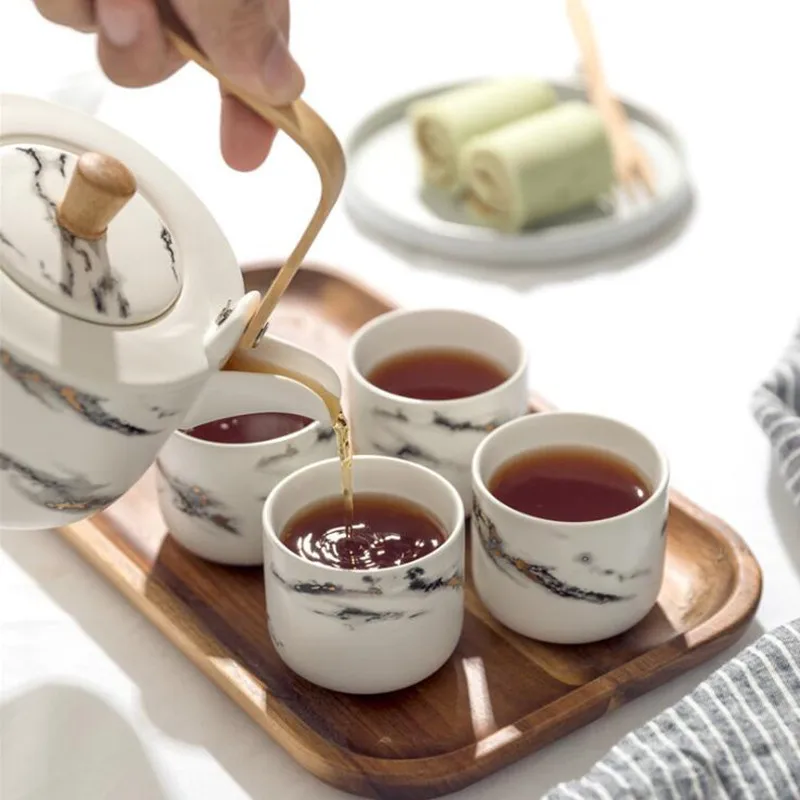Скандинавский мраморный Eramic набор для напитков домашний чайник чайный гостиной