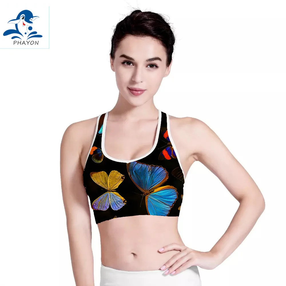 

PHAYON Sports Bras Women Butterfly Quick Dry Removable Chest Pad Sports Top for Fitness Yoga Running Gym Seamless Sport Bra