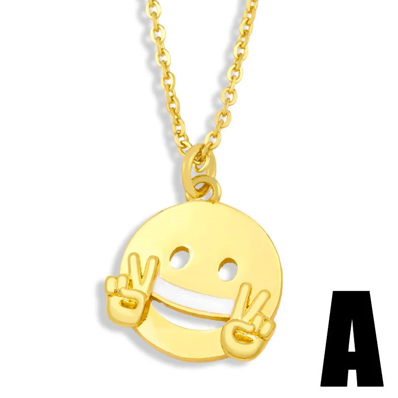 

MC 2021 INS Simple Cartoon Face Drop Necklace For Women 925 Sterling Silver Long Chain Bijoux Necklace Chain Jewelry For Women