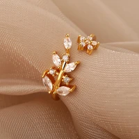 korean cute zircon crystal leaves rings for women adjustable sweet style star ring girlfriend gift on march 8 wedding jewelry