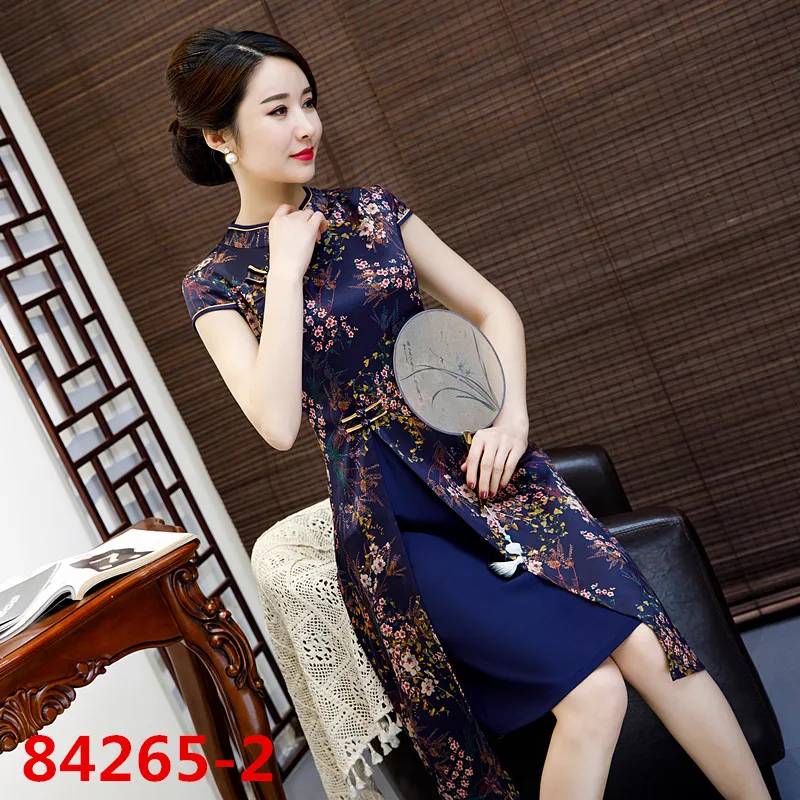 Поступление aodai вьетнамское платье Ципао для женщин традиционная одежда ao dai платья длиной до колен восточное платье для женщин - Цвет: color13