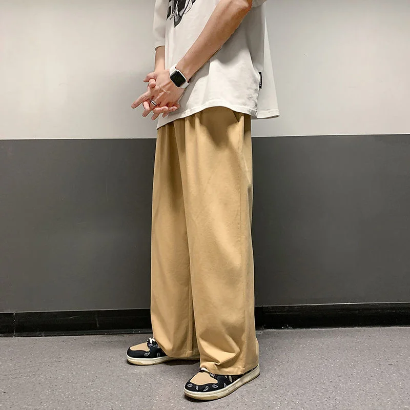 

Black/Khaki Casual Pants Men's Fashion Loose Straight Pants Men Streetwear Hip Hop Wide Leg Pants Mens Cargo Trousers M-2XL