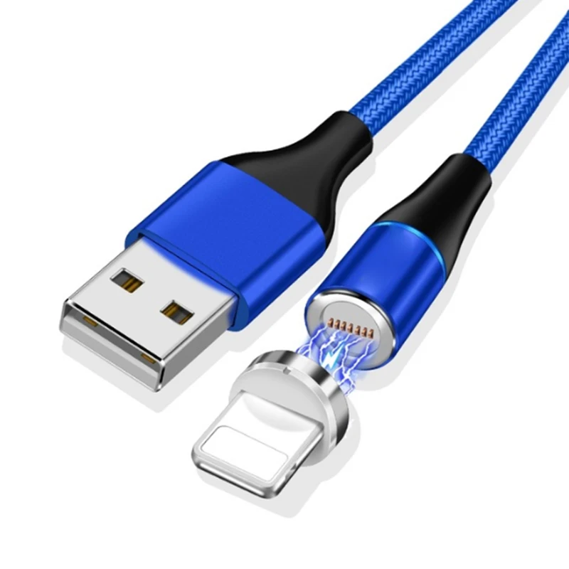Blue ios Cable 1 м 2 м 3 а быстрый Магнитный зарядный кабель с 360 вращением круглые USB кабели для samsung Galaxy S9/S9 Plus/S10/S10e/S10Plus - Цвет: Blue ios Cable