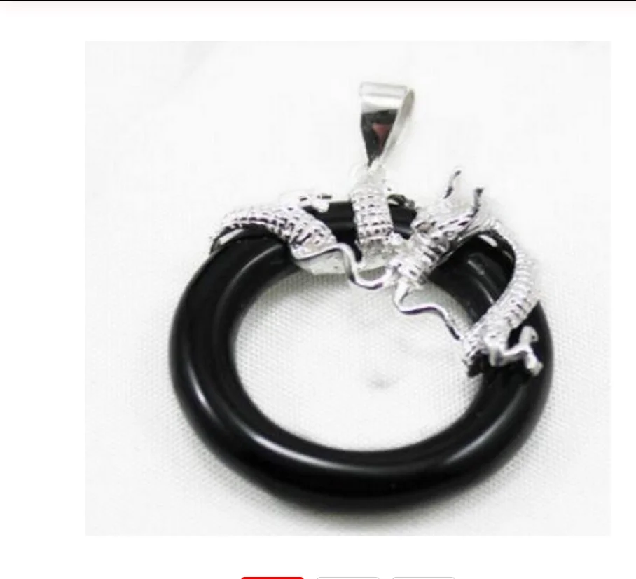 Ожерелье с кулоном в виде дракона серебряного зеленого черного красного цвета +