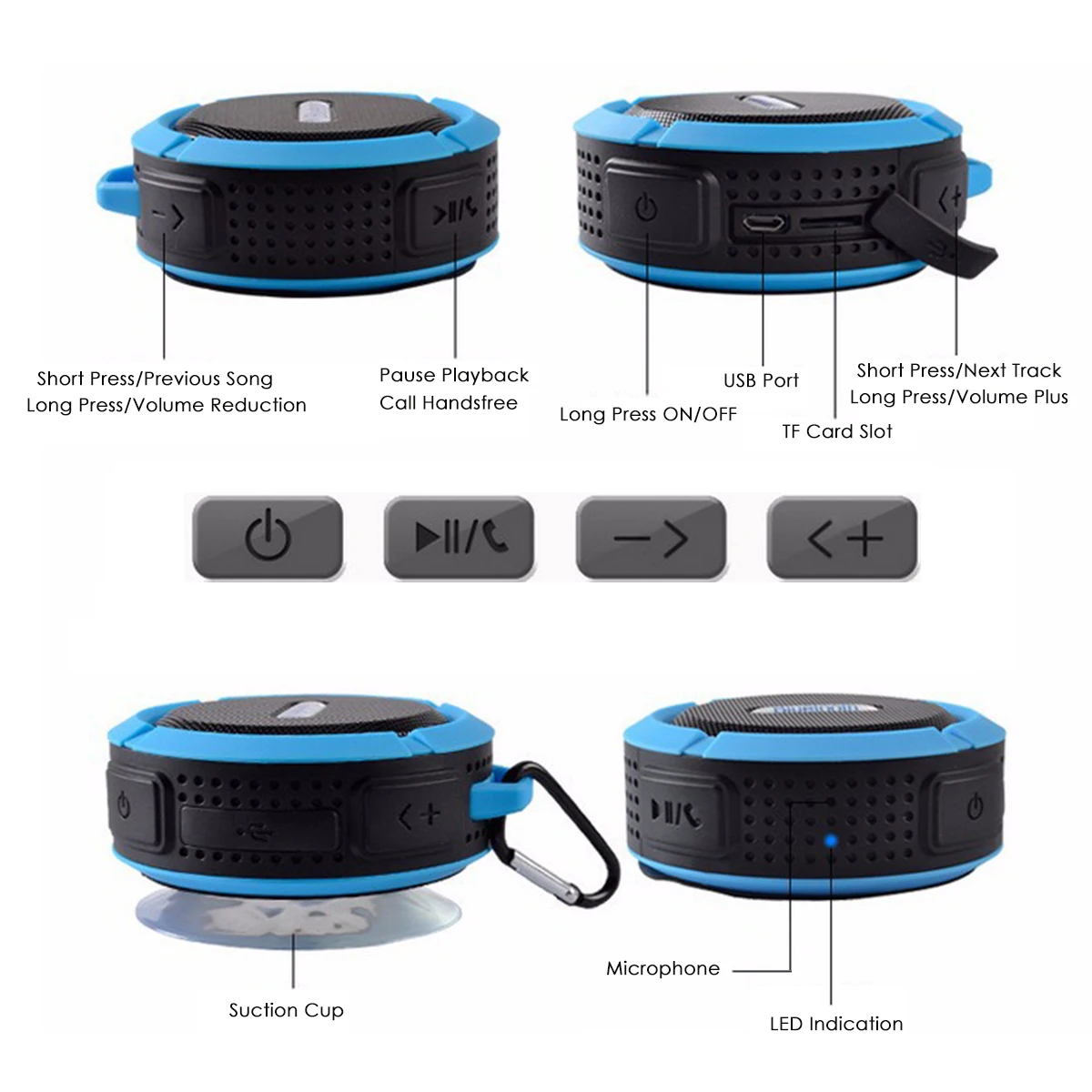 

Universal Bluetooth Speaker Outdoor Portable Waterproof Wireless Hands-Free Speaker Shower Bathroom Car Beach Outdoor