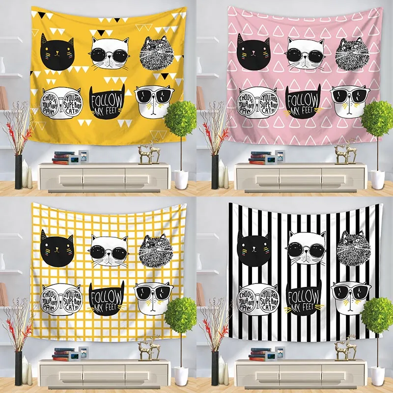 С животным принтом настенный гобелен с черно-белым фоном ткань всюду ковёр висит