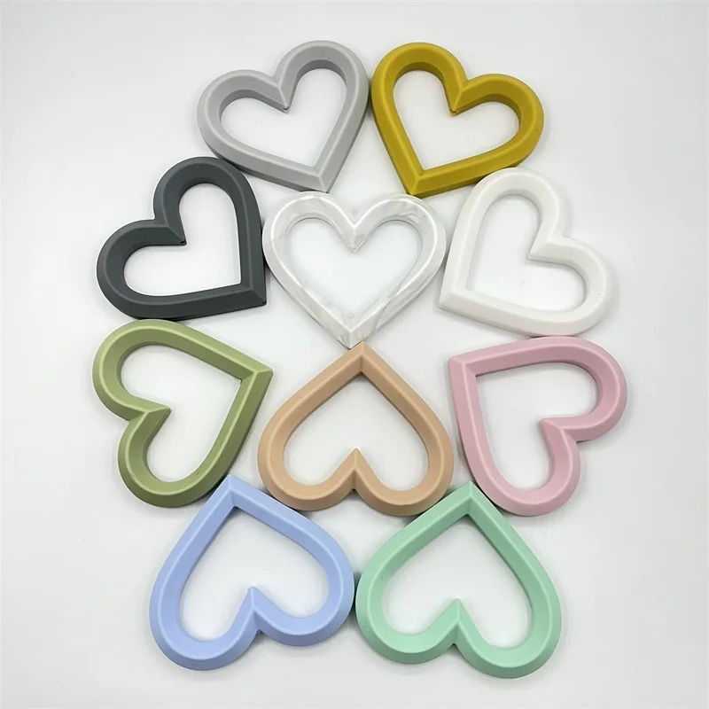 Kissteether-Cuentas de silicona con forma de coraz&oacute;n para beb&eacute;, collar mordedor, sin BPA, de grado alimenticio, accesorios para fabricaci&oacute;n de joyas-2