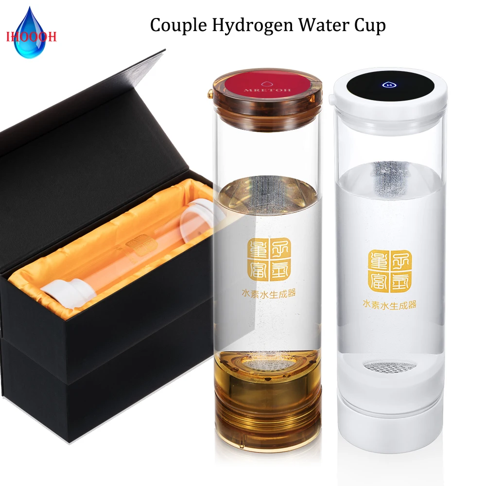 

Portable Hydrogen Water Generator Bottle DuPont SPE PEM Japan Titanium Electrolysis Anti-Aging Product H2 Ionizer Couple Cup 2pc