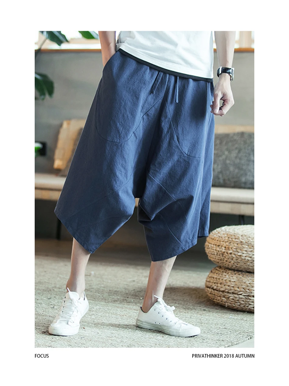 Sinicism 5XL мужские дикие промежности шаровары летние мешковатые брюки из натурального хлопка размера плюс мужские дикие ноги свободные брюки шнурок