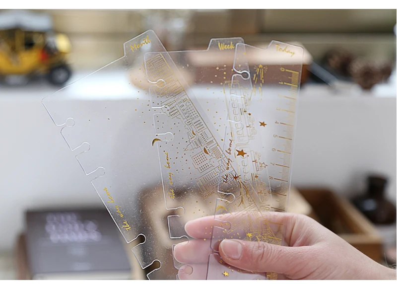 3pcs/set Transparent PVC Bronzing Bookmark Ruler Notebook Index Scrapbooking Accessories Divider Agenda Organizer Separator A6