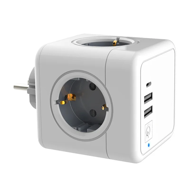 

USB Cube Shape Socket Converter European Standard Multi-function Powercube 250V 16A